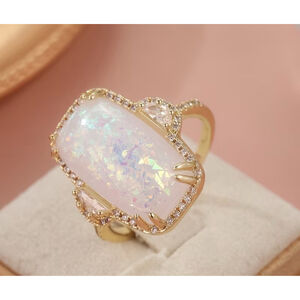 Vintage Style White Opal Gold Ring